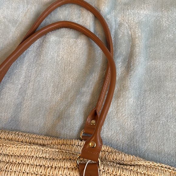 Tommy Bahama Blue and Tan Striped Tote Bag